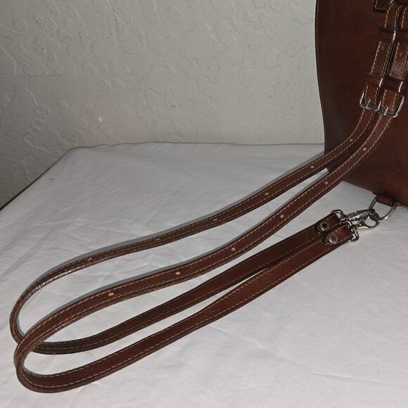 Dooney & Bourke Smooth Italian Brown Vachetta Leather Backpack MADE IN ITALY - Picture 5 of 16